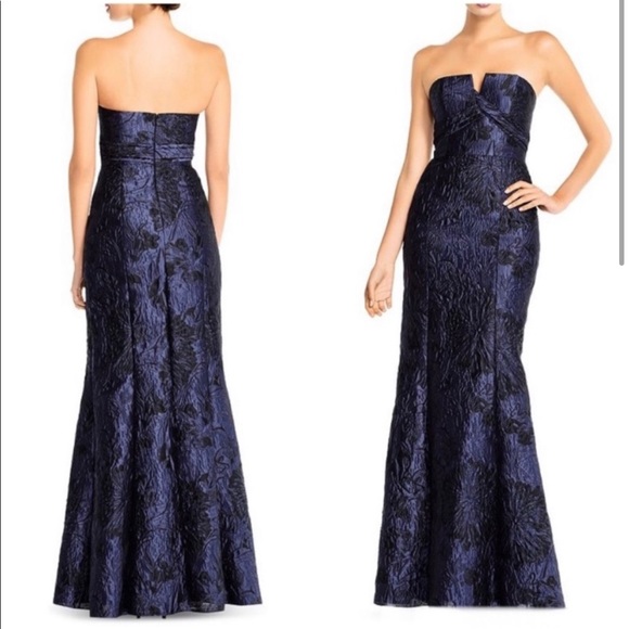NWT Aidan Mattox Jacquard Mermaid Formal Gown - Size 0 - Picture 3 of 14